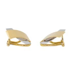 Boucles D'oreilles Clips En Or Jaune Et Blanc -Castafiore Boutique boucles doreilles clips en or jaune et blanc 316426