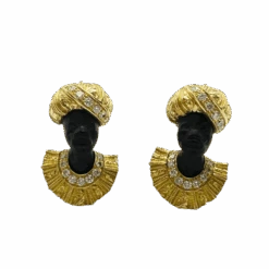 Boucles D'oreilles Clips En Or Jaune, Or Blanc Et Diamants