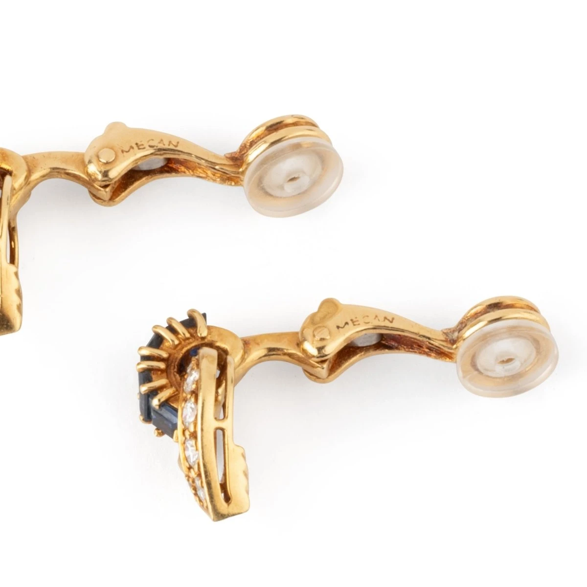 Boucles D'oreilles MECAN ELDE Clip En Or Jaune, Saphirs Et Diamants 4 Boucles D'oreilles MECAN ELDE Clip En Or Jaune, Saphirs Et Diamants – Image 4