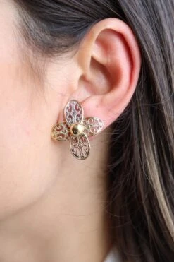 Boucles D'oreilles Clips Fleur Filigrane En 3 Ors 9 Boucles D'oreilles Clips Fleur Filigrane En 3 Ors -Castafiore Boutique boucles doreilles clips fleur filigrane en 3 ors 646442