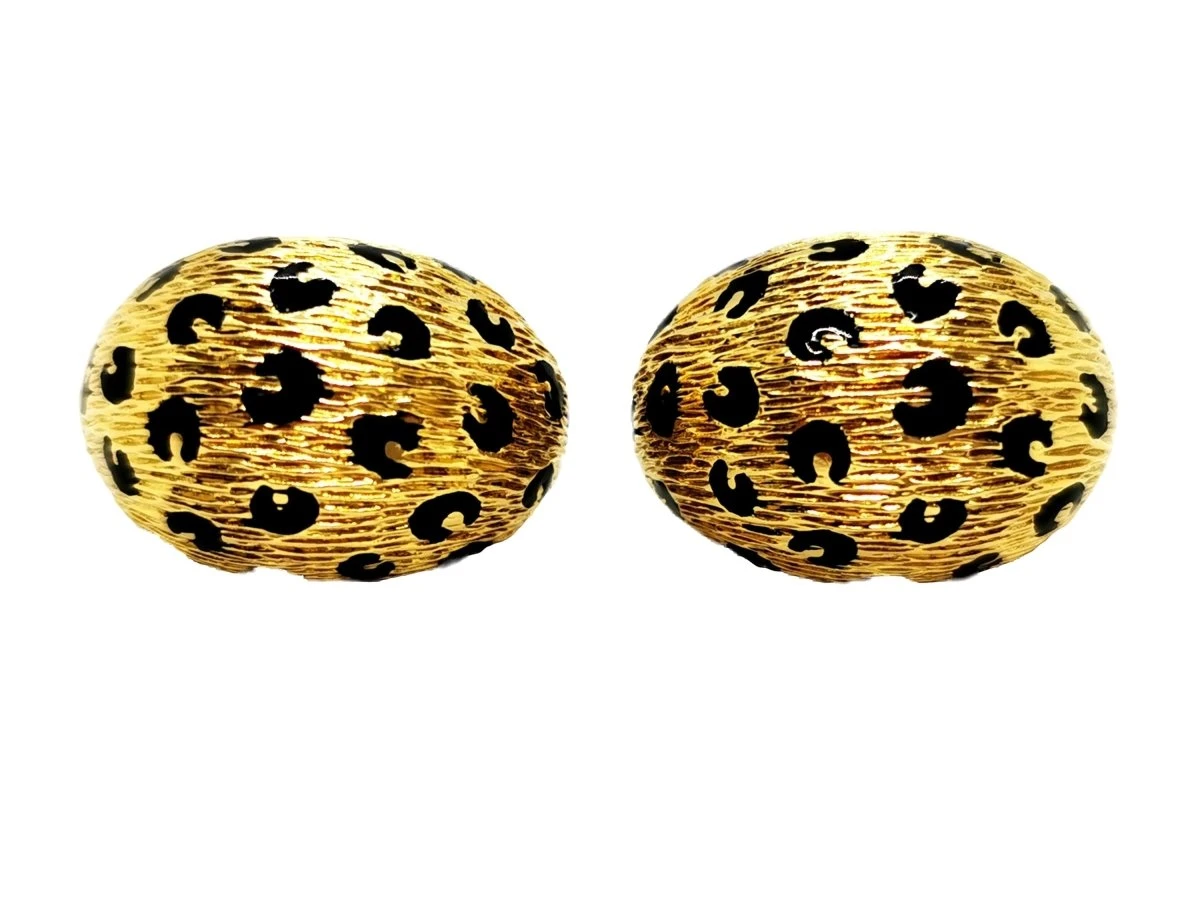 Boucles D'oreilles Clips FRED "Léopard", En Or Jaune Et émail 1 Boucles D'oreilles Clips FRED "Léopard", En Or Jaune Et émail