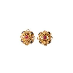 Boucles D’oreilles Clips LALAOUNIS En Or Jaune, Rubis Et Saphirs
