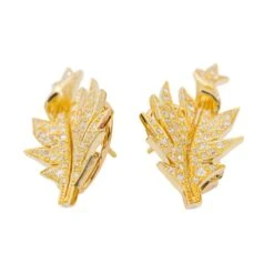 Boucles D'oreilles Clou En Or Jaune Et Diamant -Castafiore Boutique boucles doreilles clou en or jaune et diamant 785333