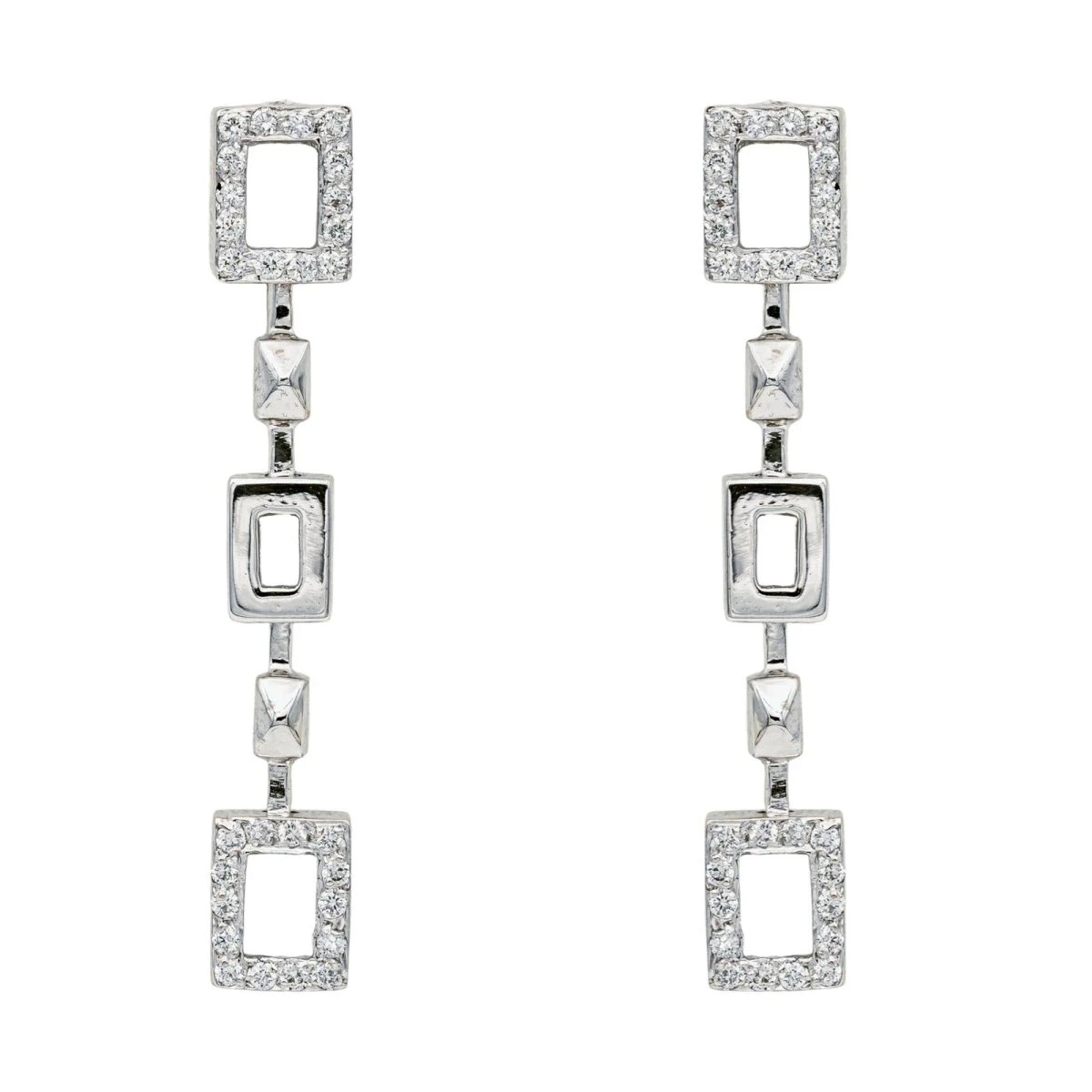 Boucles D'oreilles Clous En Or Blanc Et Diamants 1 Boucles D'oreilles Clous En Or Blanc Et Diamants