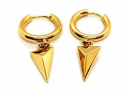 Boucles D'oreilles Créoles à Breloque Géométrique En Or Jaune -Castafiore Boutique boucles doreilles creoles a breloque geometrique en or jaune 675765