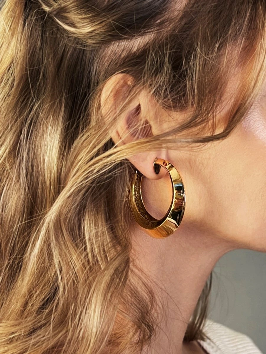 Boucles D'oreilles Créoles à Clip En Or Jaune 6 Boucles D'oreilles Créoles à Clip En Or Jaune – Image 6