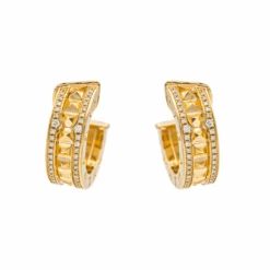 Boucles D'oreilles Créoles BULGARI "B.Zéro1 En Or Jaune Et Diamants