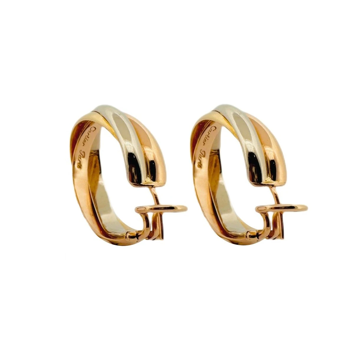 Boucles D'oreilles Créoles CARTIER "Trinity" En 3 Ors 5 Boucles D'oreilles Créoles CARTIER "Trinity" En 3 Ors – Image 5