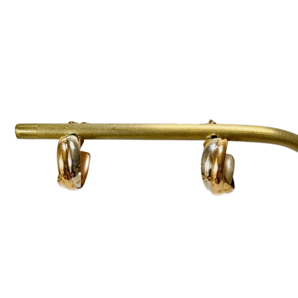 Boucles D'oreilles Créoles En Or Blanc, Or Jaune Et Or Rose 1 Boucles D'oreilles Créoles En Or Blanc, Or Jaune Et Or Rose