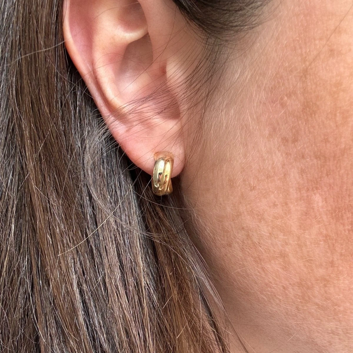 Boucles D'oreilles Créoles En Or Blanc, Or Jaune Et Or Rose 2 Boucles D'oreilles Créoles En Or Blanc, Or Jaune Et Or Rose – Image 2