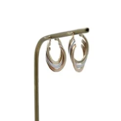 Boucles D'oreilles Créoles En Or Jaune, Or Blanc Et Or Rose