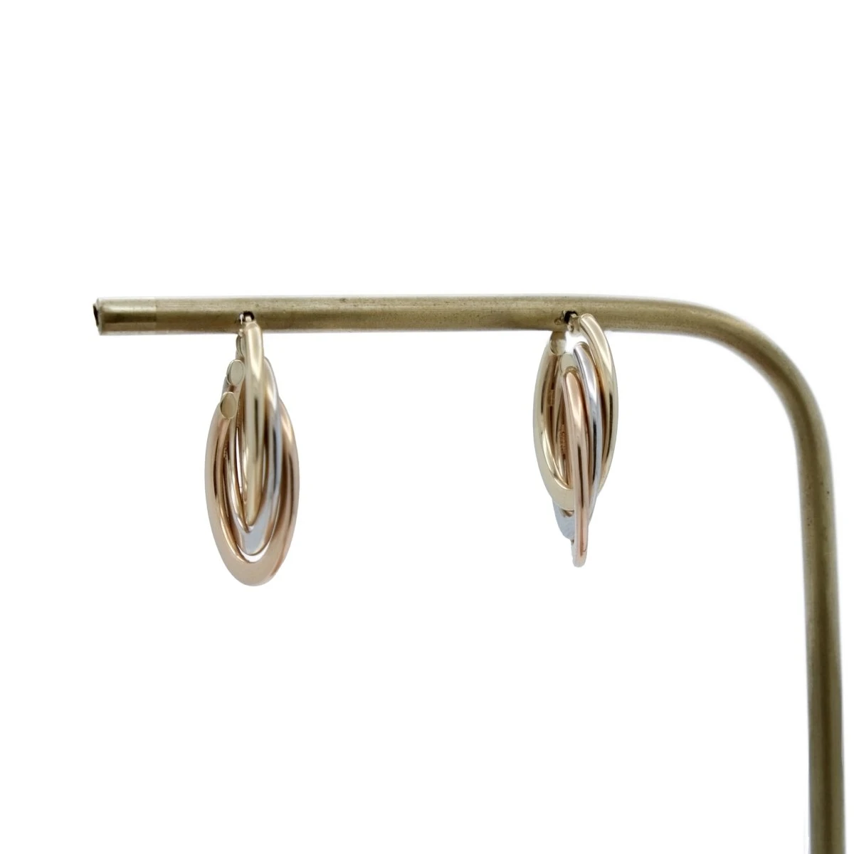 Boucles D'oreilles Créoles En Or Jaune, Or Blanc Et Or Rose 3 Boucles D'oreilles Créoles En Or Jaune, Or Blanc Et Or Rose – Image 3