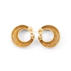 Boucles D'oreilles Créoles En Or Jaune Pavées De Diamants -Castafiore Boutique boucles doreilles creoles en or jaune pavees de diamants 807569