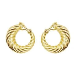 Miller Boucles D'oreilles Créoles En Or Jaune Torsadé