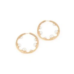 Boucles D'oreilles Créoles MIKIMOTO En Or Jaune Et Perles