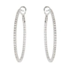 Boucles D'oreilles Créoles Or Blanc Diamant