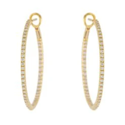 Boucles D'oreilles Créoles Or Jaune Diamant