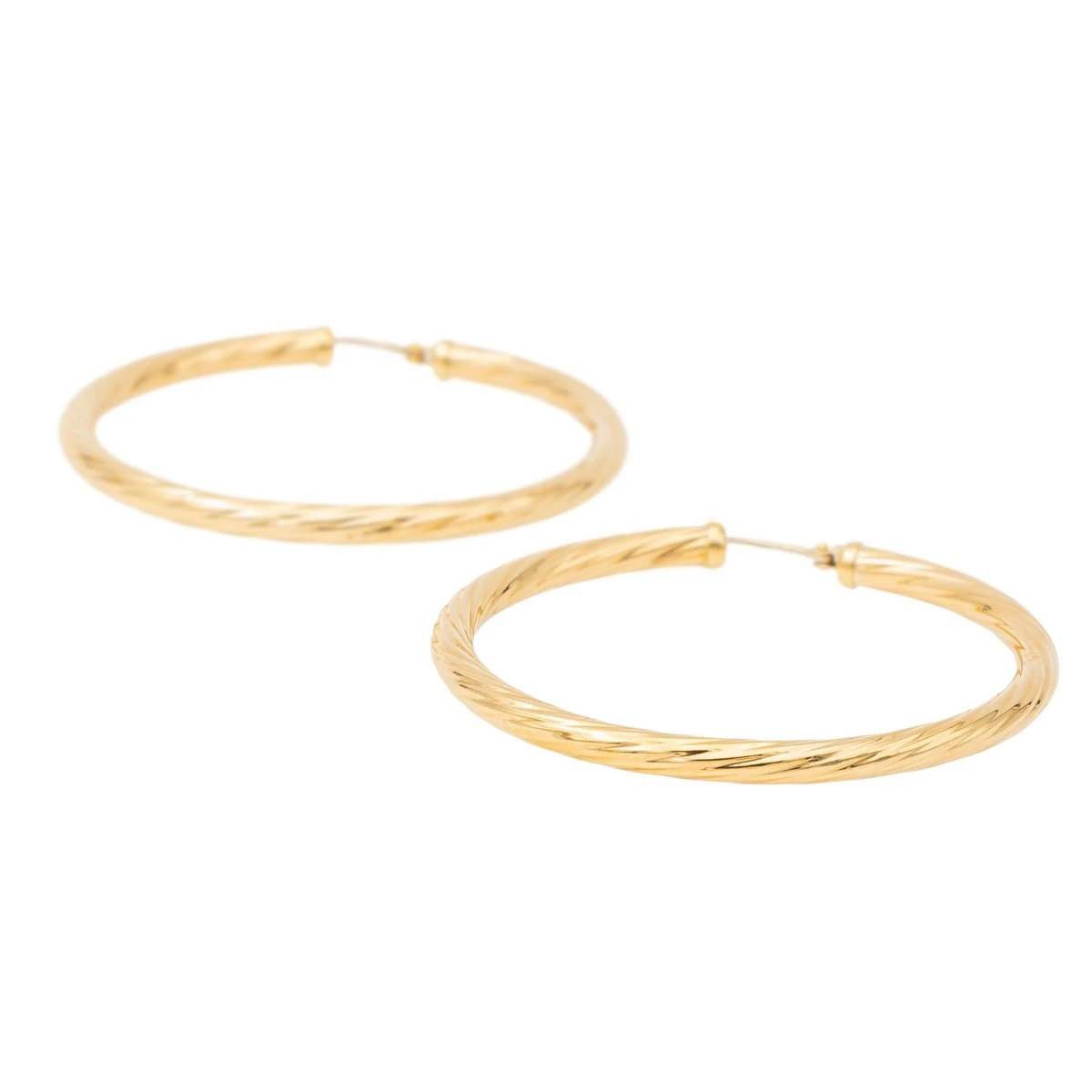 Boucles D'oreilles Créoles Torsadées En Or Jaune 6 Boucles D'oreilles Créoles Torsadées En Or Jaune – Image 6