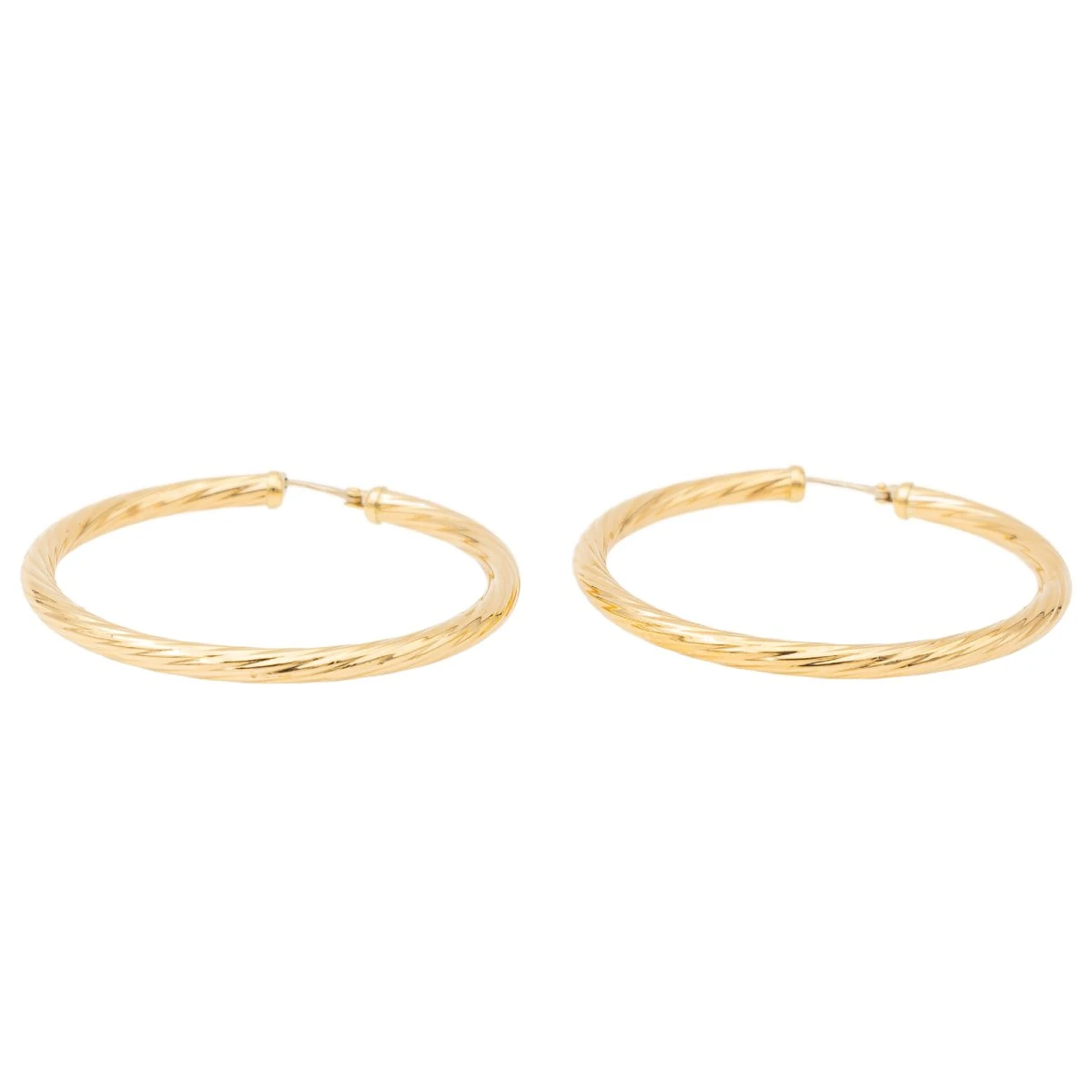 Boucles D'oreilles Créoles Torsadées En Or Jaune 1 Boucles D'oreilles Créoles Torsadées En Or Jaune