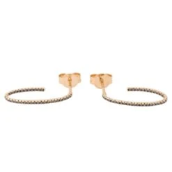 Boucles D'oreilles Demi-Créoles GINETTE NY "Ellipse Black Diamond Hoops" En Or Rose Et Diamants