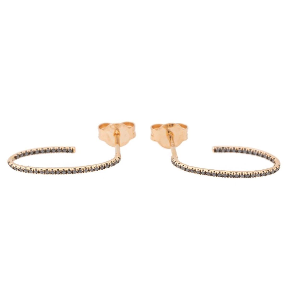 Boucles D'oreilles Demi-Créoles GINETTE NY "Ellipse Black Diamond Hoops" En Or Rose Et Diamants 1 Boucles D'oreilles Demi-Créoles GINETTE NY "Ellipse Black Diamond Hoops" En Or Rose Et Diamants