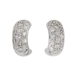 Boucles D'oreilles Demi Créoles Or Blanc Diamant