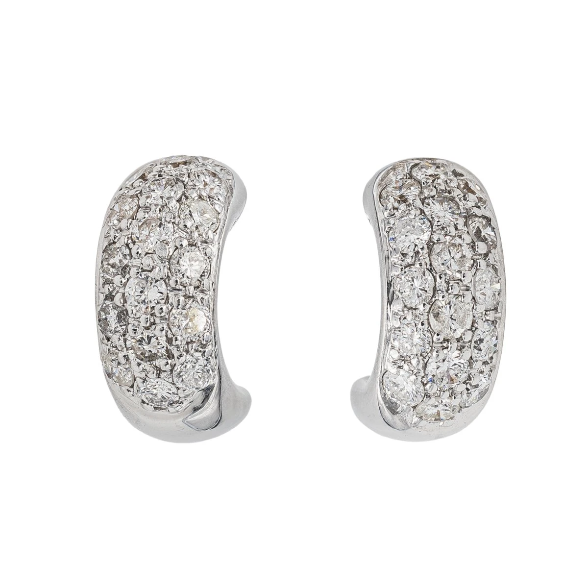 Boucles D'oreilles Demi Créoles Or Blanc Diamant 1 Boucles D'oreilles Demi Créoles Or Blanc Diamant