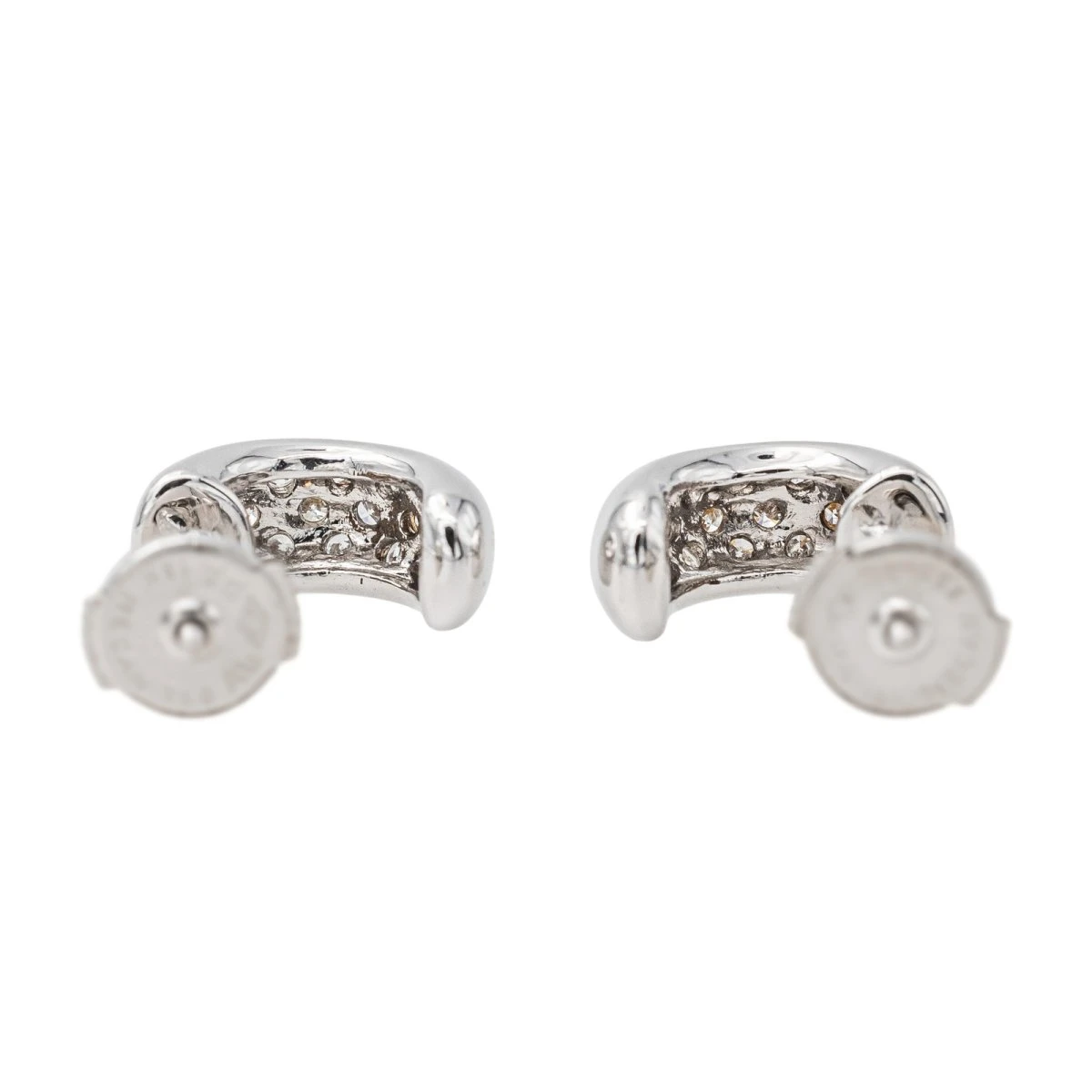 Boucles D'oreilles Demi Créoles Or Blanc Diamant 5 Boucles D'oreilles Demi Créoles Or Blanc Diamant – Image 5