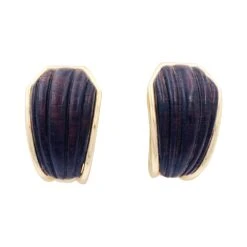 Miller Boucles D'oreilles Dormeuses BOUCHERON Vintage En Or Jaune Et Bois
