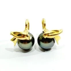 Boucles D'oreilles Dormeuses En Or Et Perles Noires