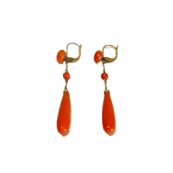 Boucles D'oreilles Dormeuses En Or Jaune Et Corail