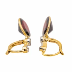 Boucles D'oreilles Dormeuses En Or Jaune, Or Blanc, Platine, Grenats Et Diamants -Castafiore Boutique boucles doreilles dormeuses en or jaune or blanc platine grenats et diamants 768506