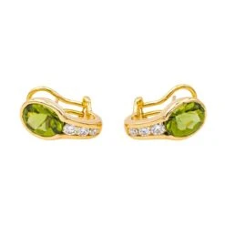 Boucles D'oreilles Dormeuses En Or Jaune, Péridots Et Diamants -Castafiore Boutique boucles doreilles dormeuses en or jaune peridots et diamants 6270206
