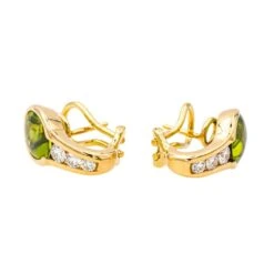 Boucles D'oreilles Dormeuses En Or Jaune, Péridots Et Diamants -Castafiore Boutique boucles doreilles dormeuses en or jaune peridots et diamants 8838680