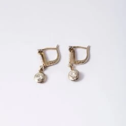 Boucles D'oreilles Dormeuses En Platine, Or Blanc Et Diamant