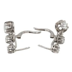 Boucles D'oreilles Dormeuses Or Blanc Diamant -Castafiore Boutique boucles doreilles dormeuses or blanc diamant 370149