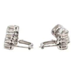 Boucles D'oreilles Dormeuses Or Blanc Diamant -Castafiore Boutique boucles doreilles dormeuses or blanc diamant 426447