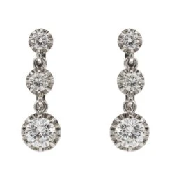 Boucles D'oreilles Dormeuses Or Blanc Diamant