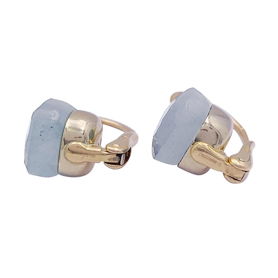 Miller Boucles D'oreilles Dormeuses POMELLATO "Nudo Classic" En Or Jaune Et Aigue-marine Laiteuse 4 Miller Boucles D'oreilles Dormeuses POMELLATO "Nudo Classic" En Or Jaune Et Aigue-marine Laiteuse – Image 4