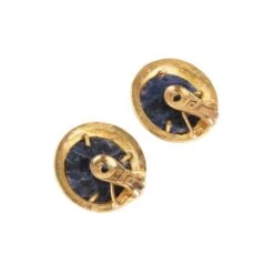 Boucles D'oreilles ILIAS LALAOUNIS En Or Jaune Et Sodalite -Castafiore Boutique boucles doreilles du createur grec ilias lalaounis en or et sodalite 881611