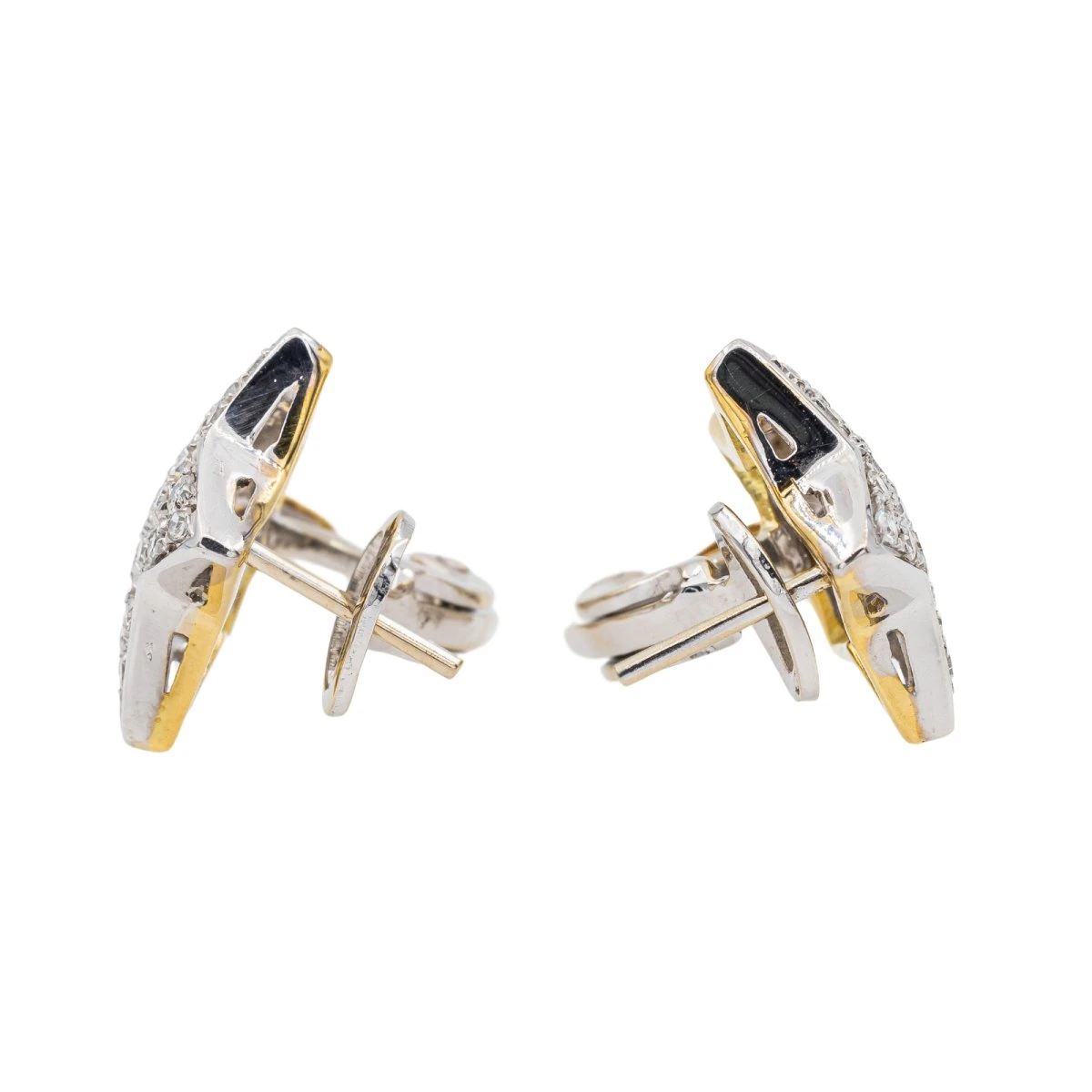 Boucles D'oreilles En Or Blanc Et Jaune Et Diamant 4 Boucles D'oreilles En Or Blanc Et Jaune Et Diamant – Image 4