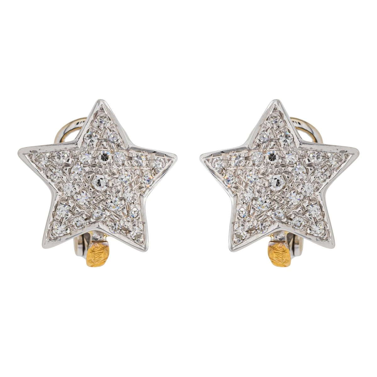 Boucles D'oreilles En Or Blanc Et Jaune Et Diamant 1 Boucles D'oreilles En Or Blanc Et Jaune Et Diamant