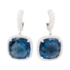 Miller Boucles D'oreilles En Or Blanc, Topaze Bleue Et Diamants