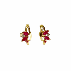 Boucles D'oreilles En Or Jaune, Rubis Et Diamant -Castafiore Boutique boucles doreilles en or jaune rubis et diamant 114191