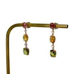 Boucles D'oreilles En Or Rose Et Tourmaline -Castafiore Boutique boucles doreilles en or rose et tourmaline 260564