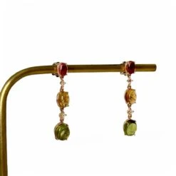 Boucles D'oreilles En Or Rose Et Tourmaline -Castafiore Boutique boucles doreilles en or rose et tourmaline 911294
