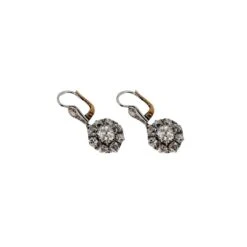 Boucles D'oreilles "Fleur" En Or Jaune Et Diamants