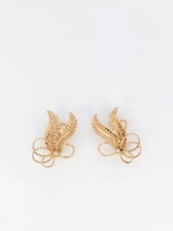 Boucles D’Oreilles Fleur Vintage En Or Rose