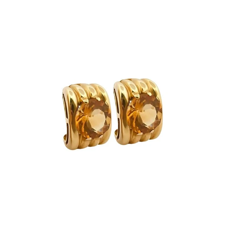 Boucles D'oreilles Clip FRED En Or Jaune Et Citrine 1 Boucles D'oreilles Clip FRED En Or Jaune Et Citrine