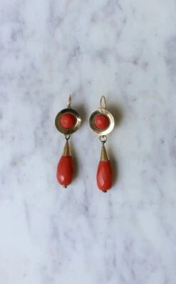Boucles D'Oreilles Gouttes Corail 18 Boucles D'Oreilles Gouttes Corail -Castafiore Boutique boucles doreilles gouttes corail 310537